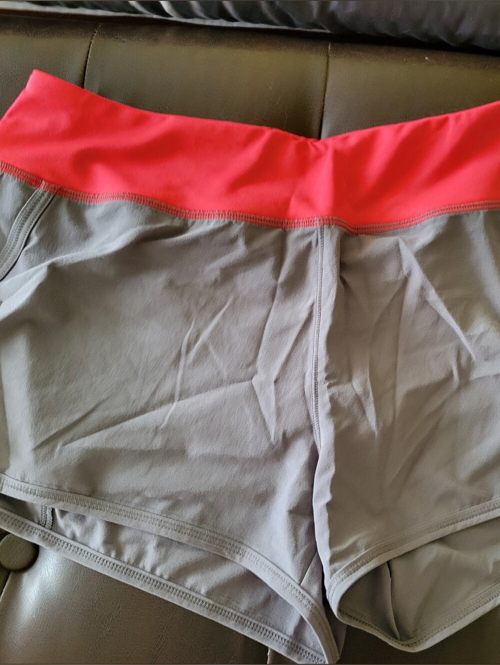 Women’s Athletic Shorts in Gray with Pink Waistband